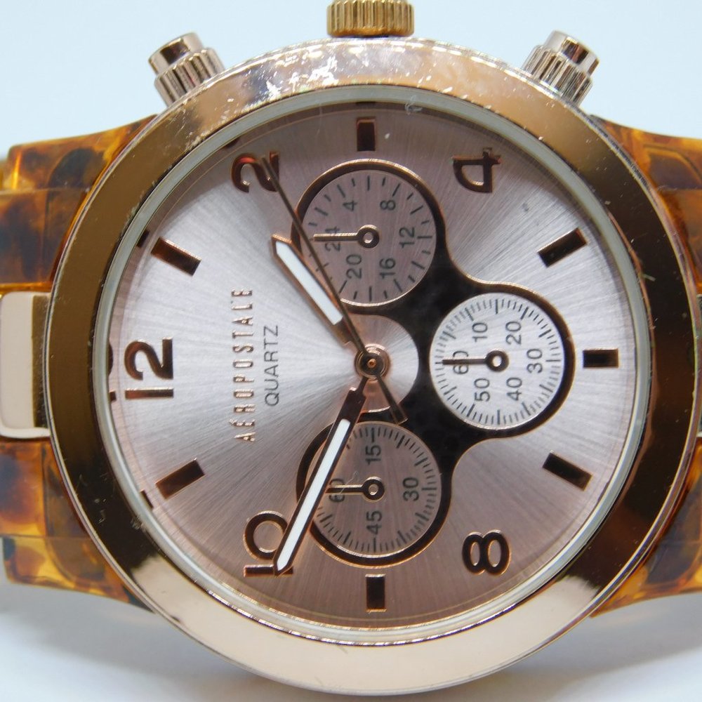 Aeropostale TTCCCH1 Two Tone Quartz Analog Women's Watch Sz. 6 3/4" New Battery - Picture 2 of 10